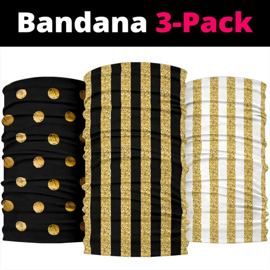 Luxury Stripes & Dots Gold Collection of Bandana 3-Pack | The Urban Clothing Shop™