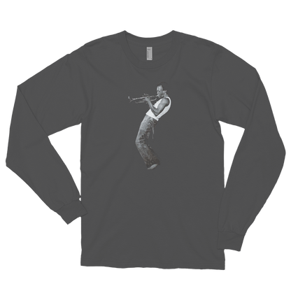 Miles Davis Playing his Trumpet Artwork Long Sleeve Shirt-2