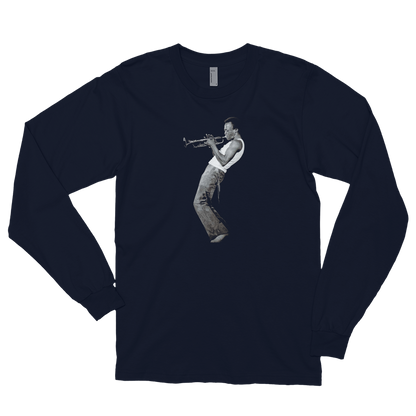 Miles Davis Playing his Trumpet Artwork Long Sleeve Shirt-3