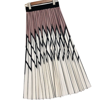 Magnolia Diamond-Striped Pleated Skirt | ClaudiaG