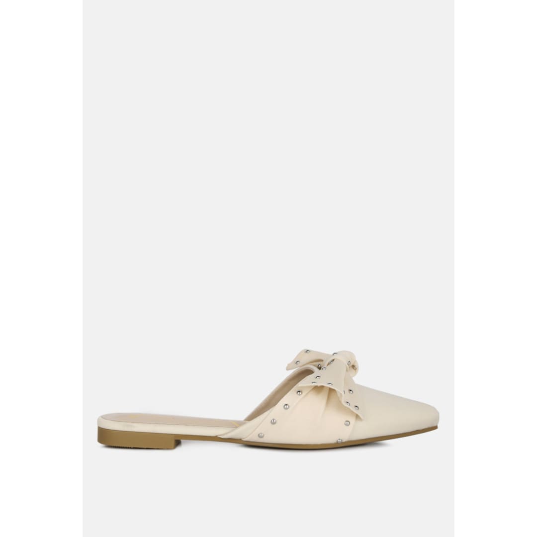 makeover studded bow flat mules | London Rag