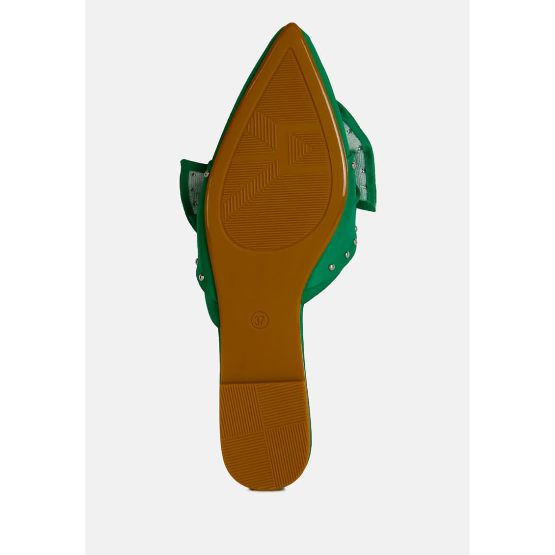 makeover studded bow flat mules | London Rag