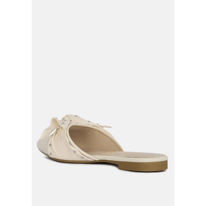 makeover studded bow flat mules | London Rag