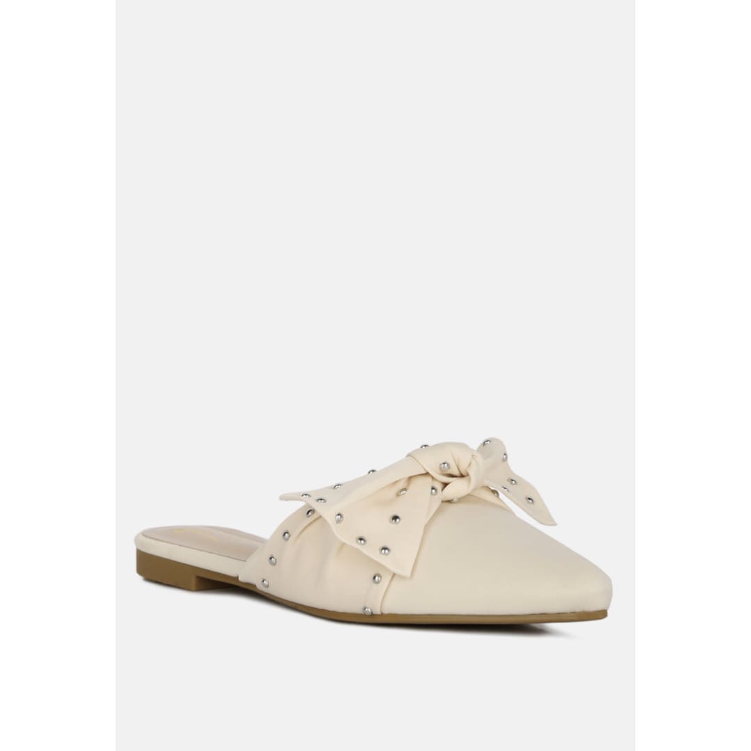 makeover studded bow flat mules | London Rag