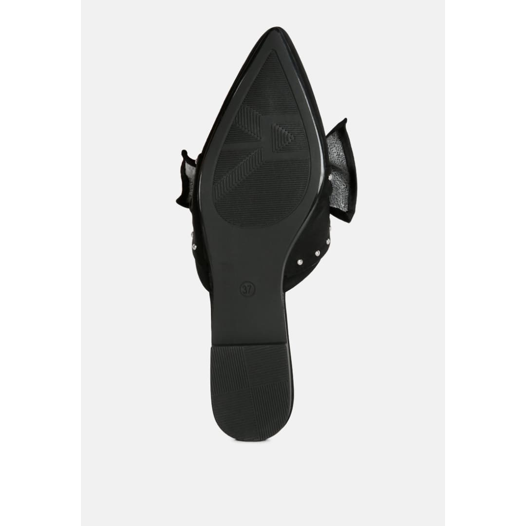 makeover studded bow flat mules | London Rag