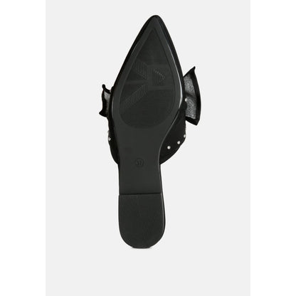 makeover studded bow flat mules | London Rag