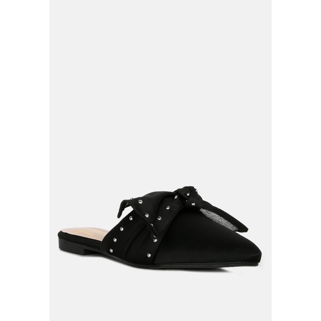 makeover studded bow flat mules | London Rag