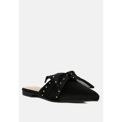 makeover studded bow flat mules | London Rag