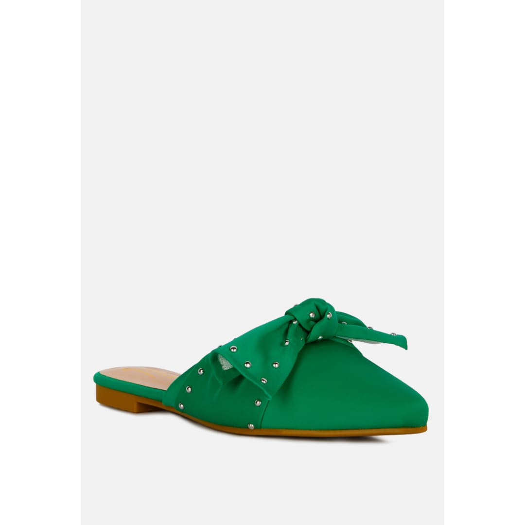 makeover studded bow flat mules | London Rag