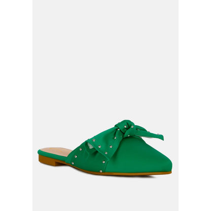 makeover studded bow flat mules | London Rag