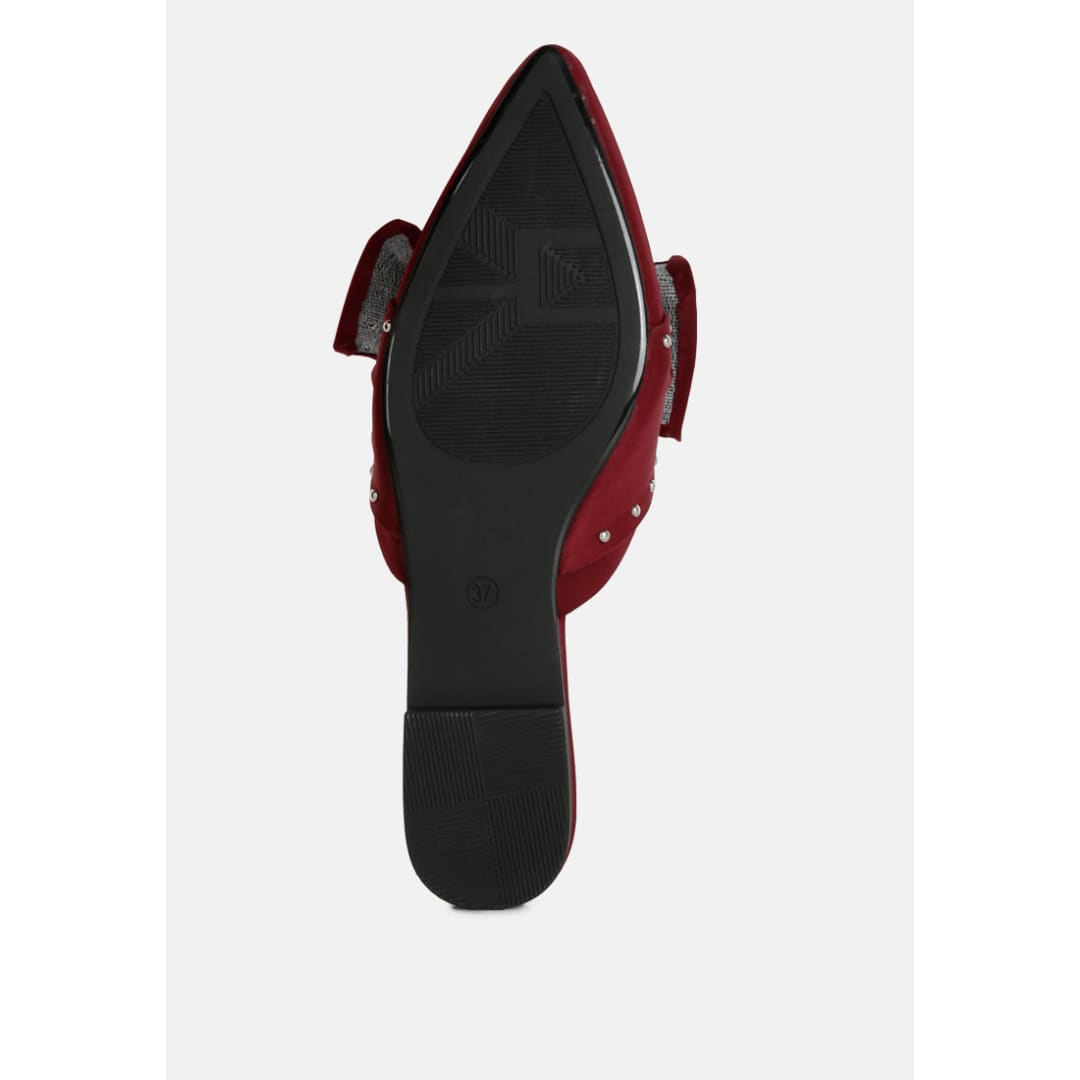 makeover studded bow flat mules | London Rag