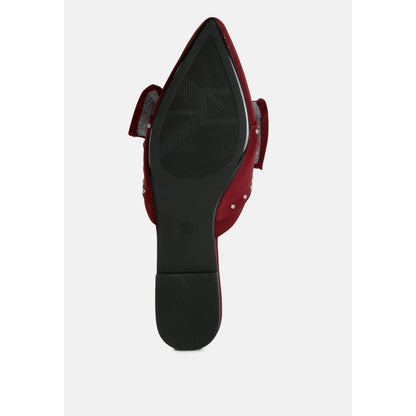 makeover studded bow flat mules | London Rag