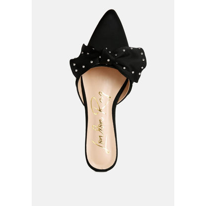 makeover studded bow flat mules | London Rag