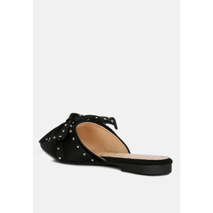 makeover studded bow flat mules | London Rag