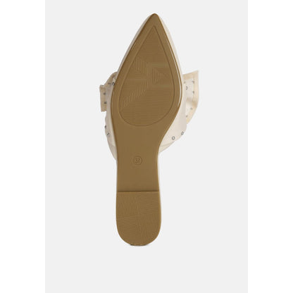 makeover studded bow flat mules | London Rag