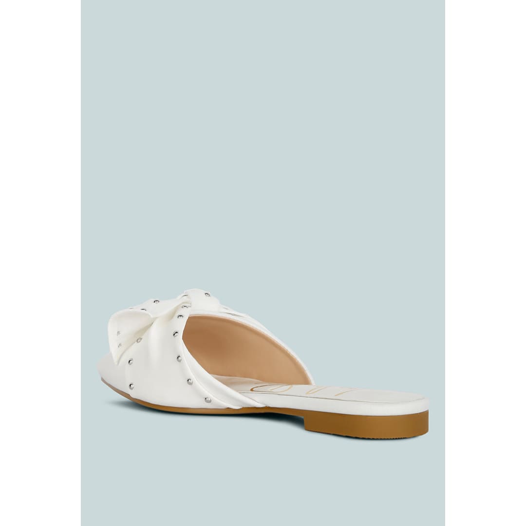 makeover studded bow flat mules | London Rag