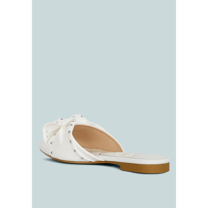 makeover studded bow flat mules | London Rag