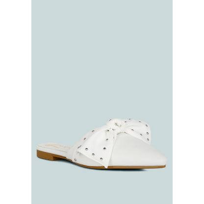 makeover studded bow flat mules | London Rag