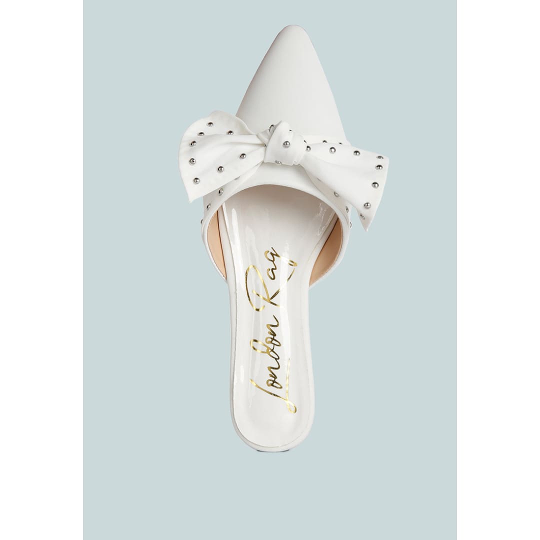 makeover studded bow flat mules | London Rag