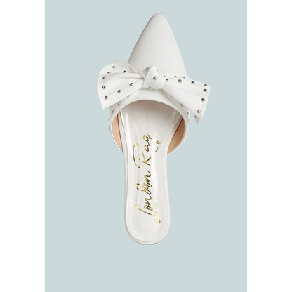 makeover studded bow flat mules | London Rag
