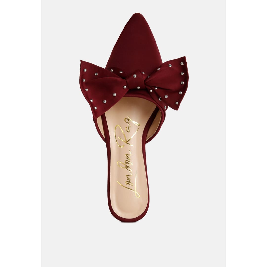 makeover studded bow flat mules | London Rag