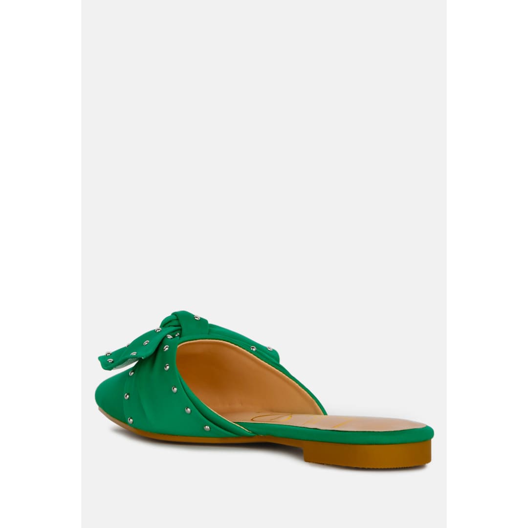 makeover studded bow flat mules | London Rag