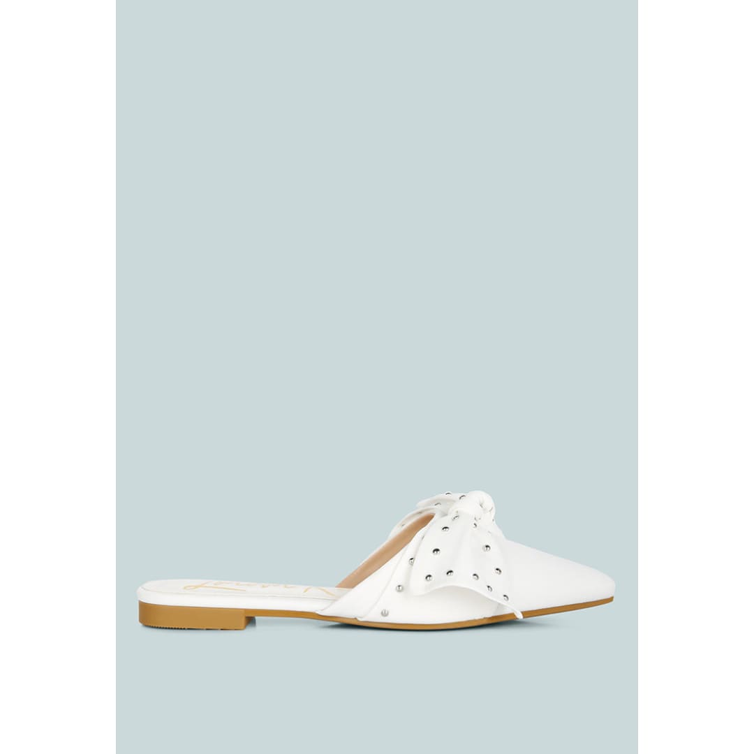 makeover studded bow flat mules | London Rag
