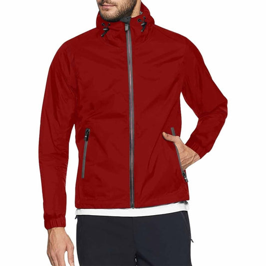 Maroon Red Hooded Windbreaker Jacket - Men / Women | IAA | inQue.Style