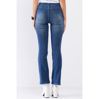 Medium Blue Denim High Waisted Boot Jeans | D. Jeans