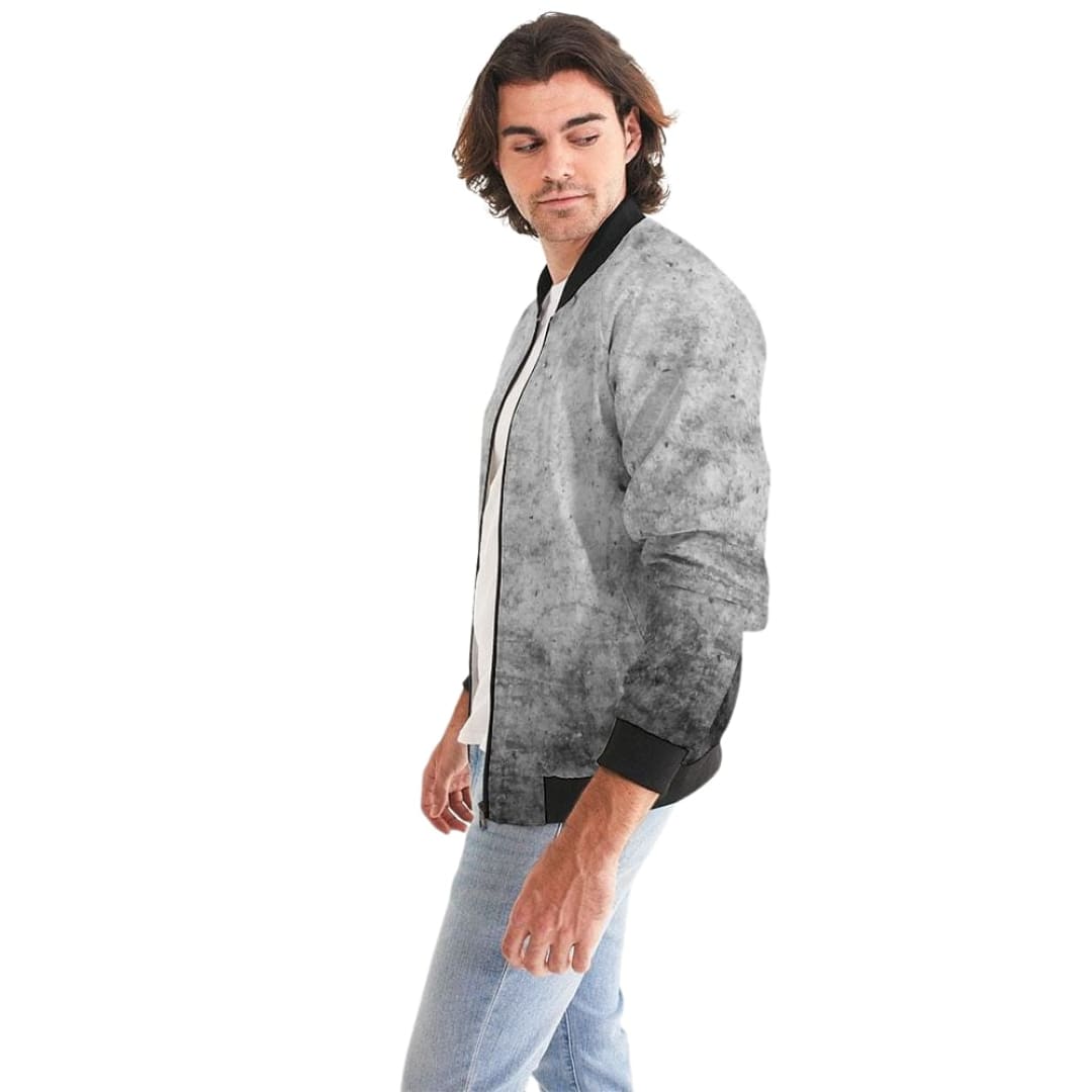 Mens Bomber Jacket Grey And Black Tie Dye Pattern | IKIN | inQue.Style