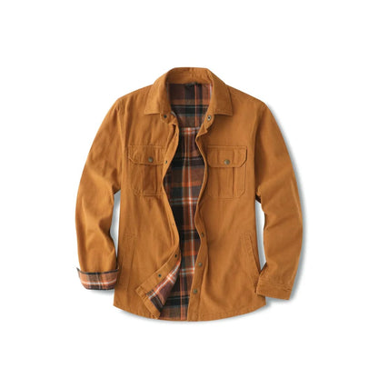 Men’s Flannel Lined Heavy Washed Cotton Outdoor Utility Shirt Jacket | FlannelGo