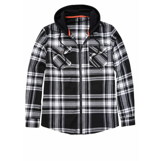 Men’s Full Zip Up Hoodie Plaid Flannel Shirt Jacket with Hand Pockets | FlannelGo
