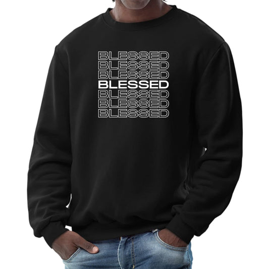 Mens Graphic Sweatshirt Blessed Stacked Print | IORB | inQue.Style