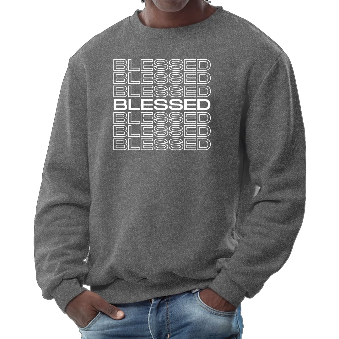 Mens Graphic Sweatshirt Blessed Stacked Print | IORB | inQue.Style