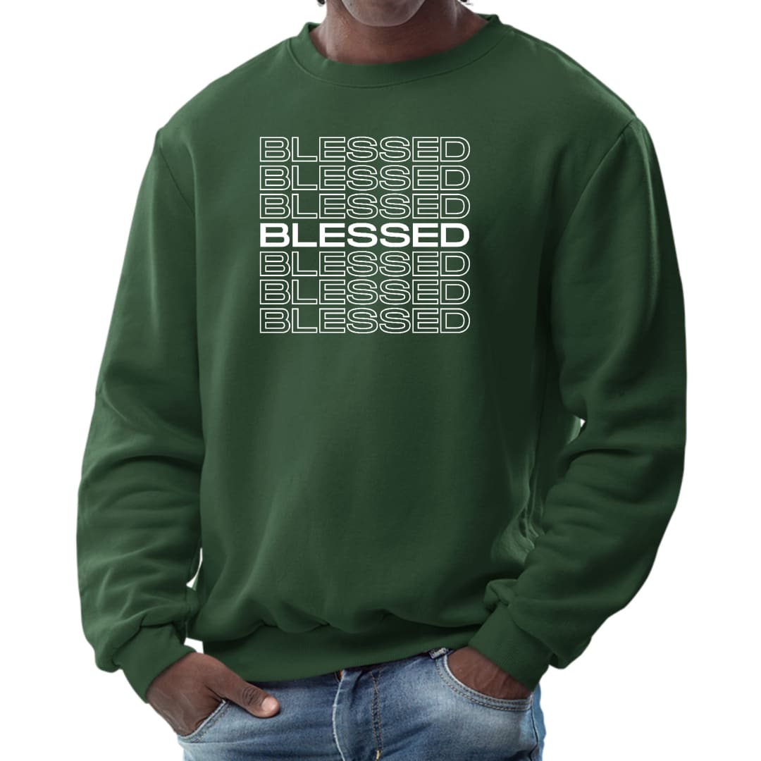 Mens Graphic Sweatshirt Blessed Stacked Print | IORB | inQue.Style