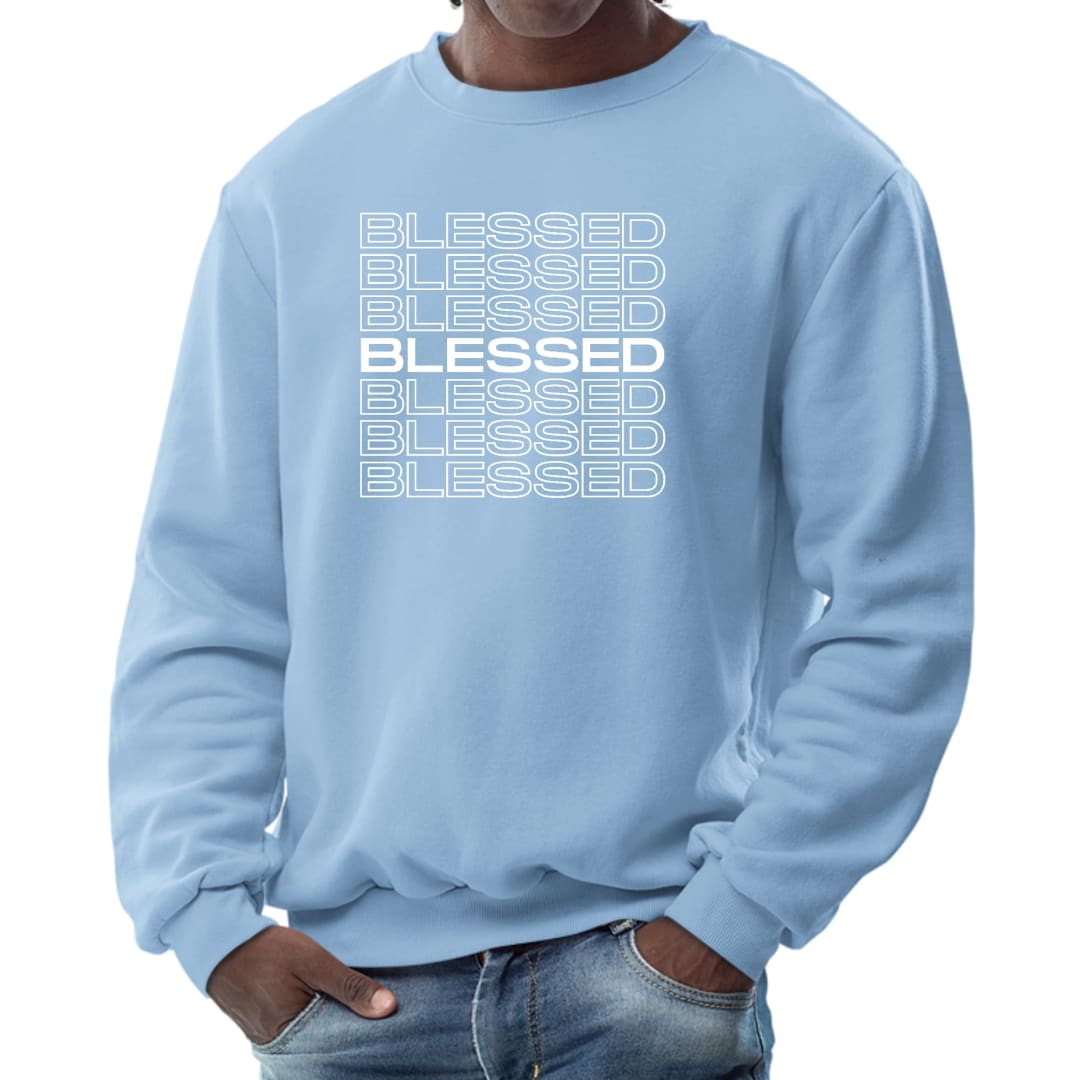 Mens Graphic Sweatshirt Blessed Stacked Print | IORB | inQue.Style