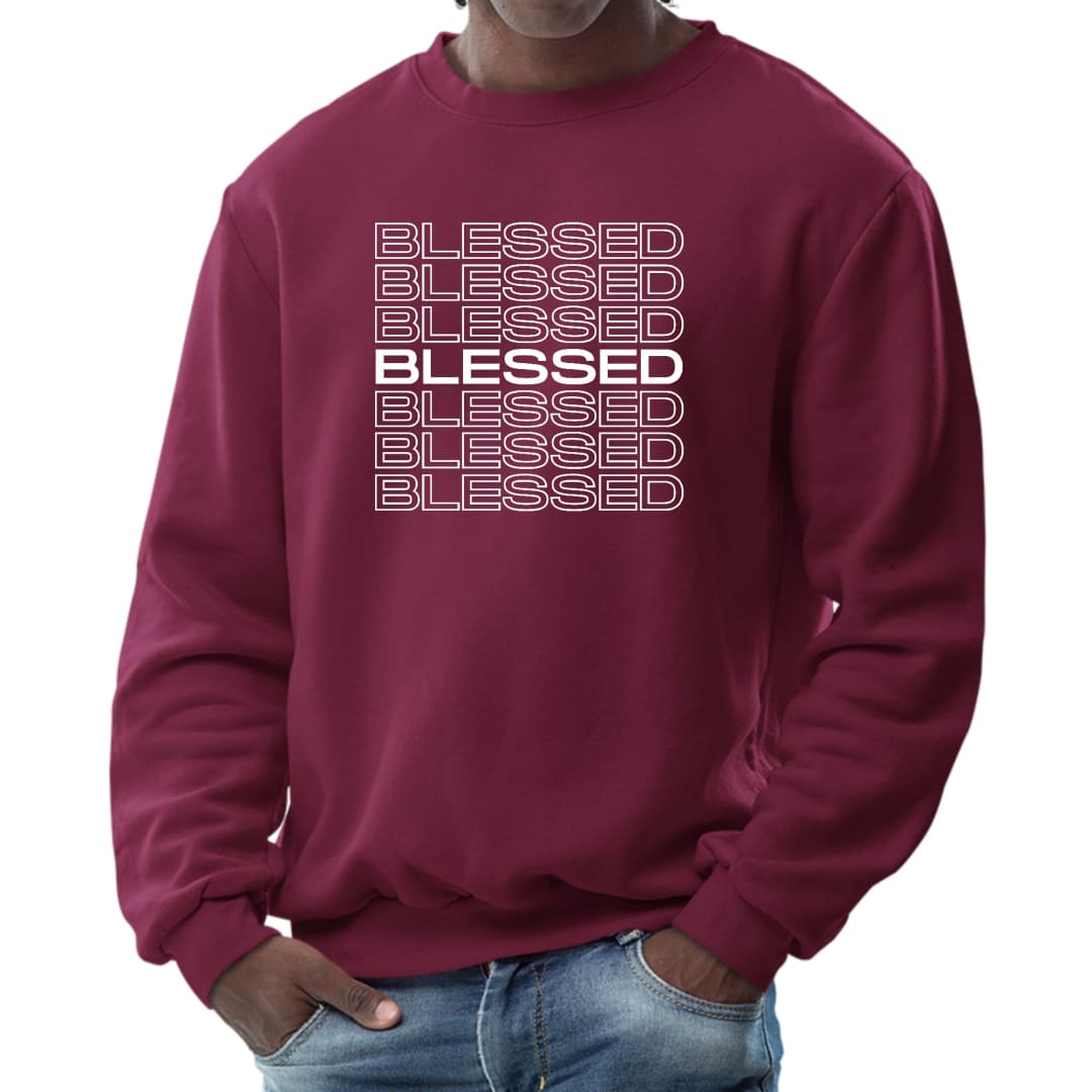 Mens Graphic Sweatshirt Blessed Stacked Print | IORB | inQue.Style