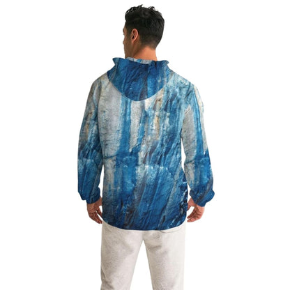 Mens Hooded Windbreaker - Blue Casual/sports Water Resistant Jacket - Jl5m0x | IKIN