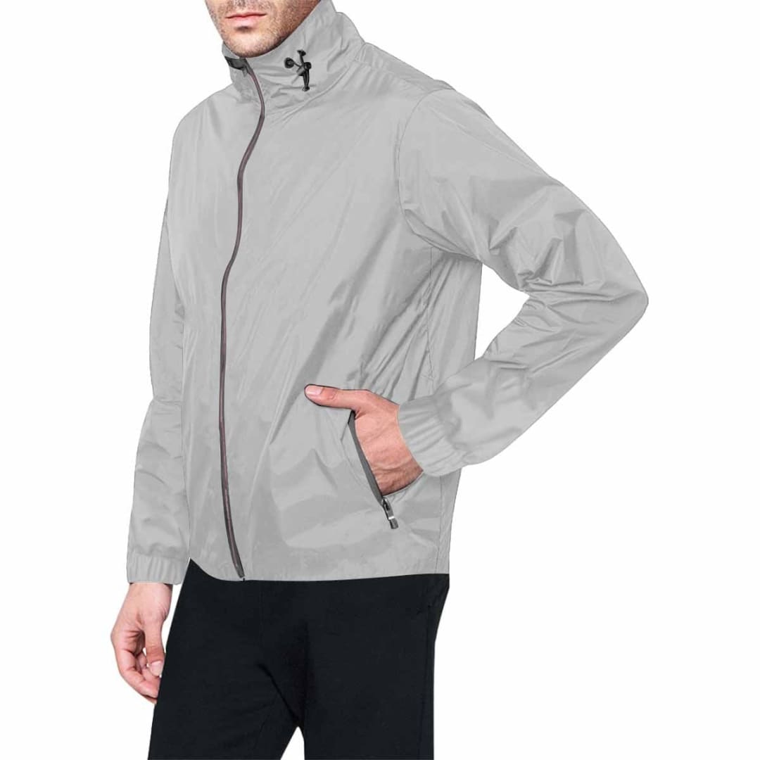 Mens Hooded Windbreaker Jacket - Light Grey | IAA | inQue.Style