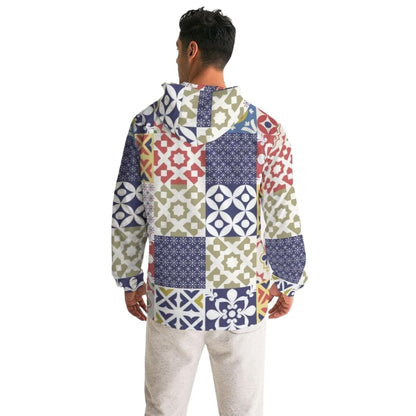 Mens Hooded Windbreaker - Pop Pattern Water Resistant Jacket - J7n00x | IKIN | inQue.Style