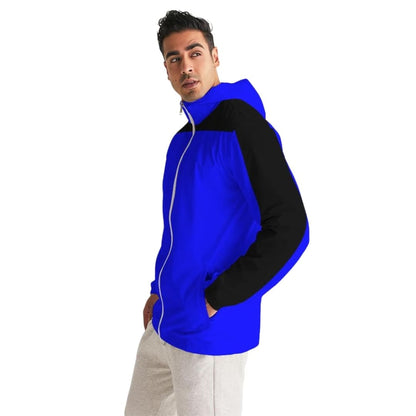 Mens Hooded Windbreaker - Royal Blue Water Resistant Jacket | IKIN | inQue.Style