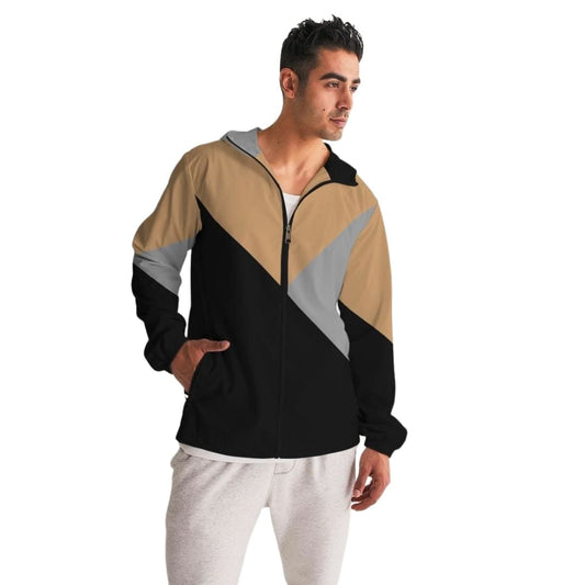 Mens Hooded Windbreaker - Tricolor Water Resistant Jacket | IKIN | inQue.Style