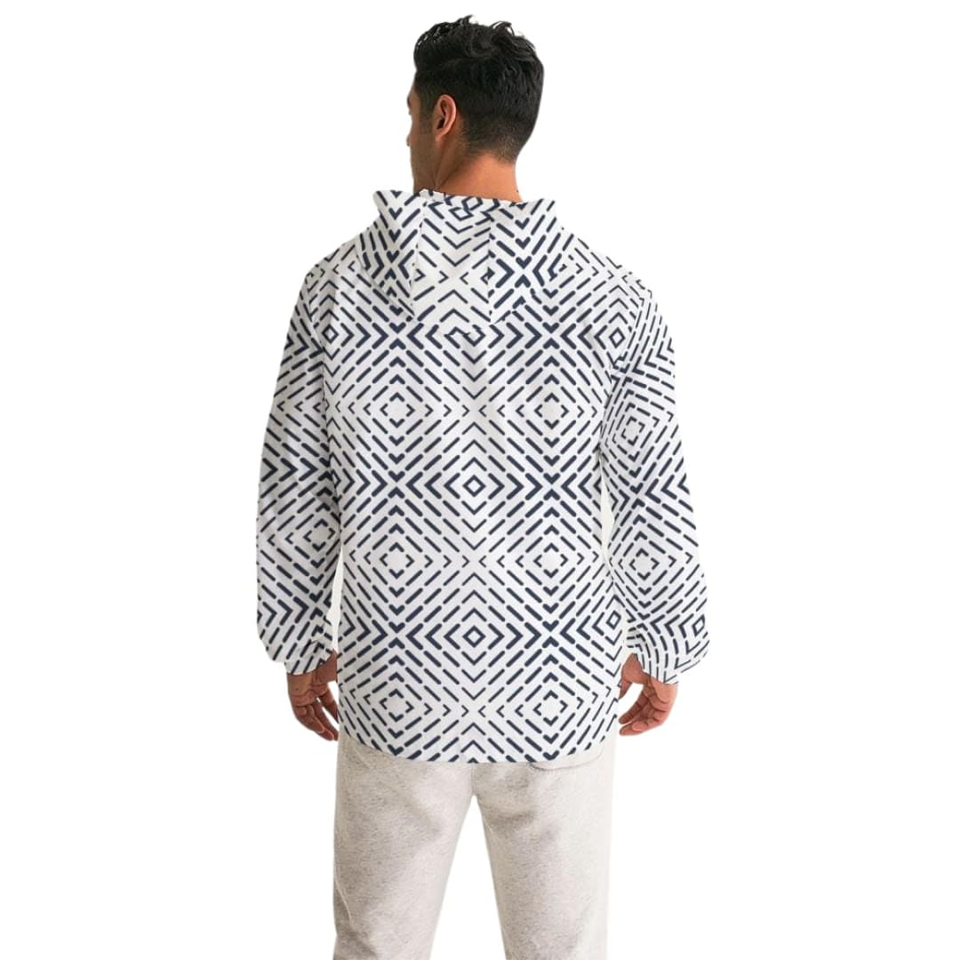 Mens Hooded Windbreaker - White Casual/sports Water Resistant Jacket - Jjzg0x | IKIN