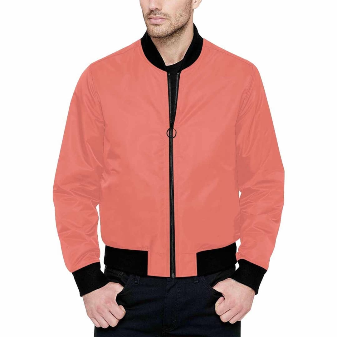 Mens Jacket Salmon Red And Black Bomber Jacket | IAA | inQue.Style