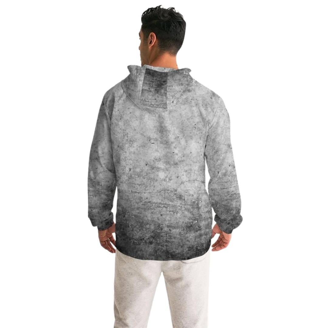 Mens Lightweight Windbreaker Jacket With Hood And Zipper Closure Grey Illustration | IKIN