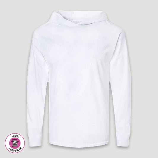 Men’s Long Sleeve Hooded T-Shirts – White – 100% Polyester | The Urban Clothing Shop™