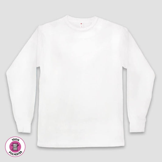 Men’s Long Sleeve T-Shirts – White – 100% Polyester | The Urban Clothing Shop™