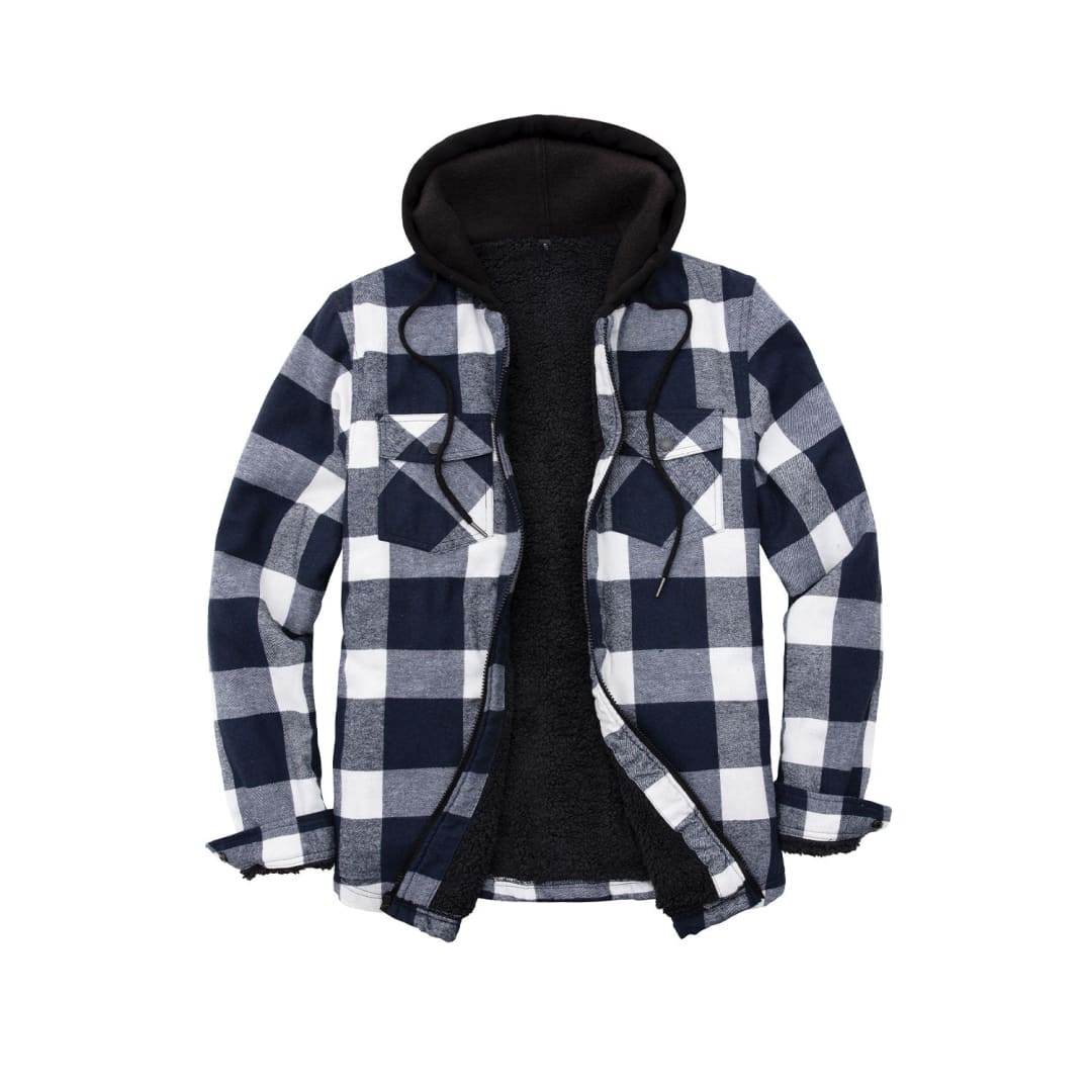 Men’s Matching Family Black white Hooded Flannel Jacket | FlannelGo