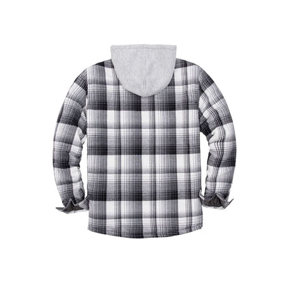 Men’s Matching Family Black White Quilted Lined Flannel Hoodie | FlannelGo