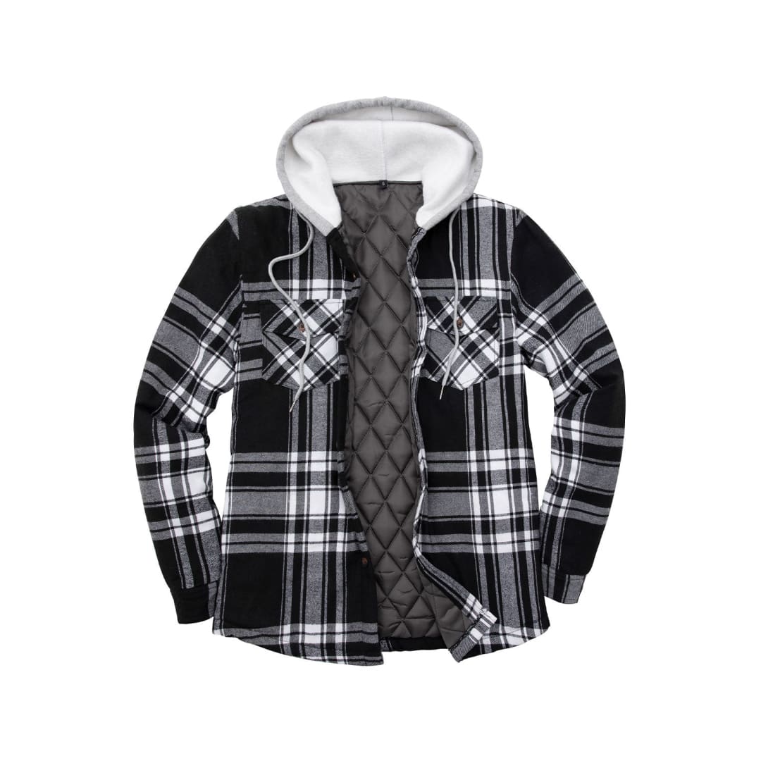 Men’s Matching Family Black White Quilted Lined Flannel Hoodie – The ...
